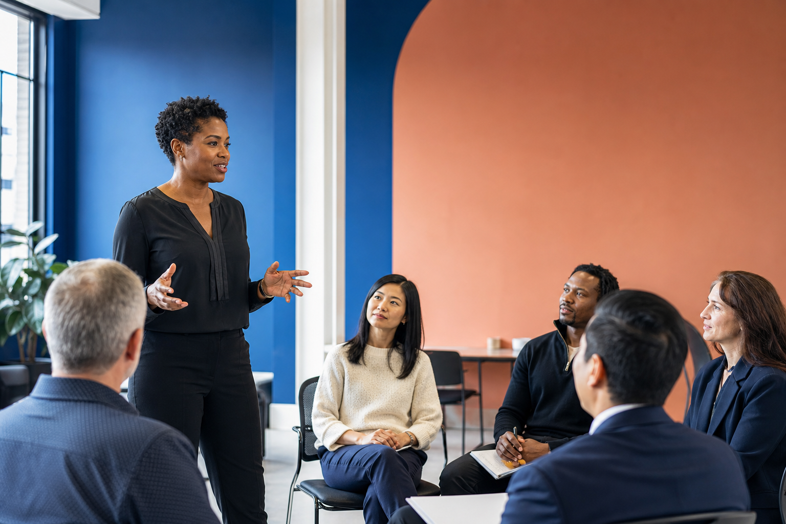 Lena leading a communication workshop